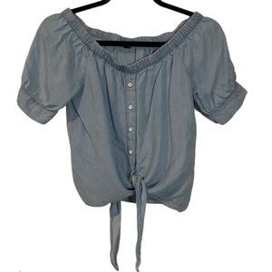 NOISY MAY chambray NWOT, off shoulder shirt.xs